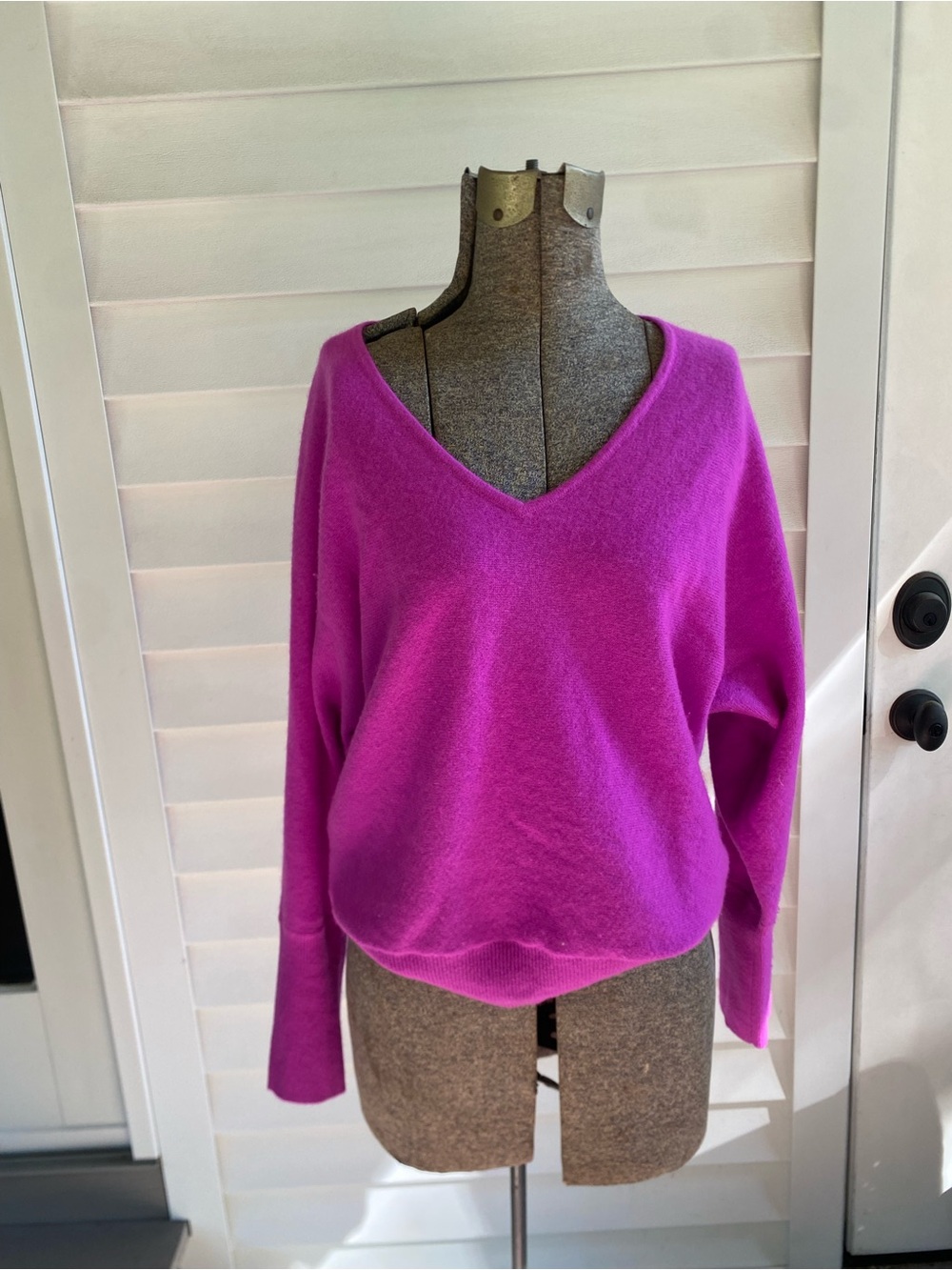 Tahari Bright Fuchsia V-Neck Sweater